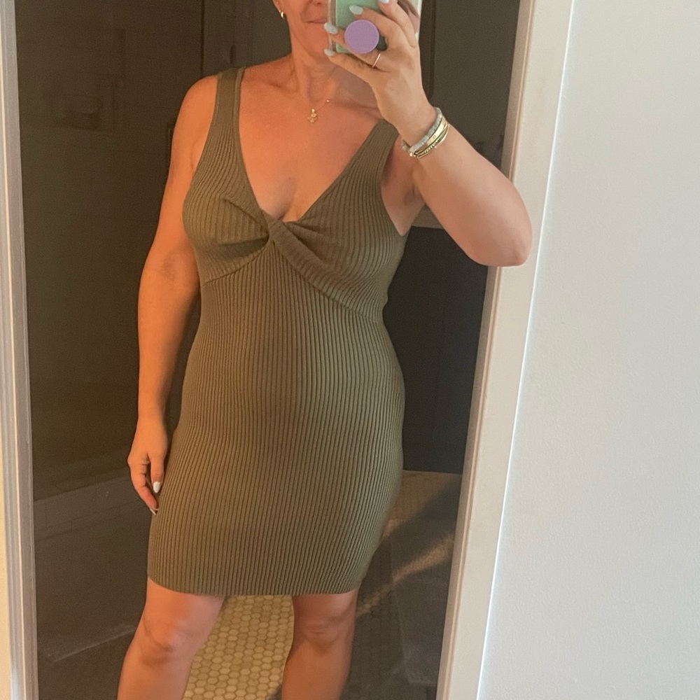 abercrombie knit dress - fall green